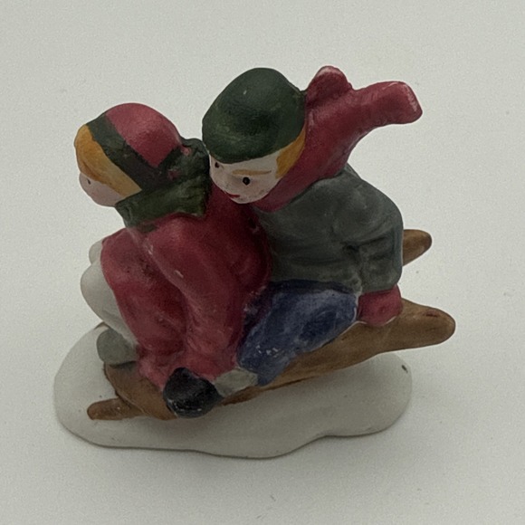 Lemax Christmas Village Accessories Lot Of 8 Santa, Sledding, Snowman Winter - Picture 12 of 14